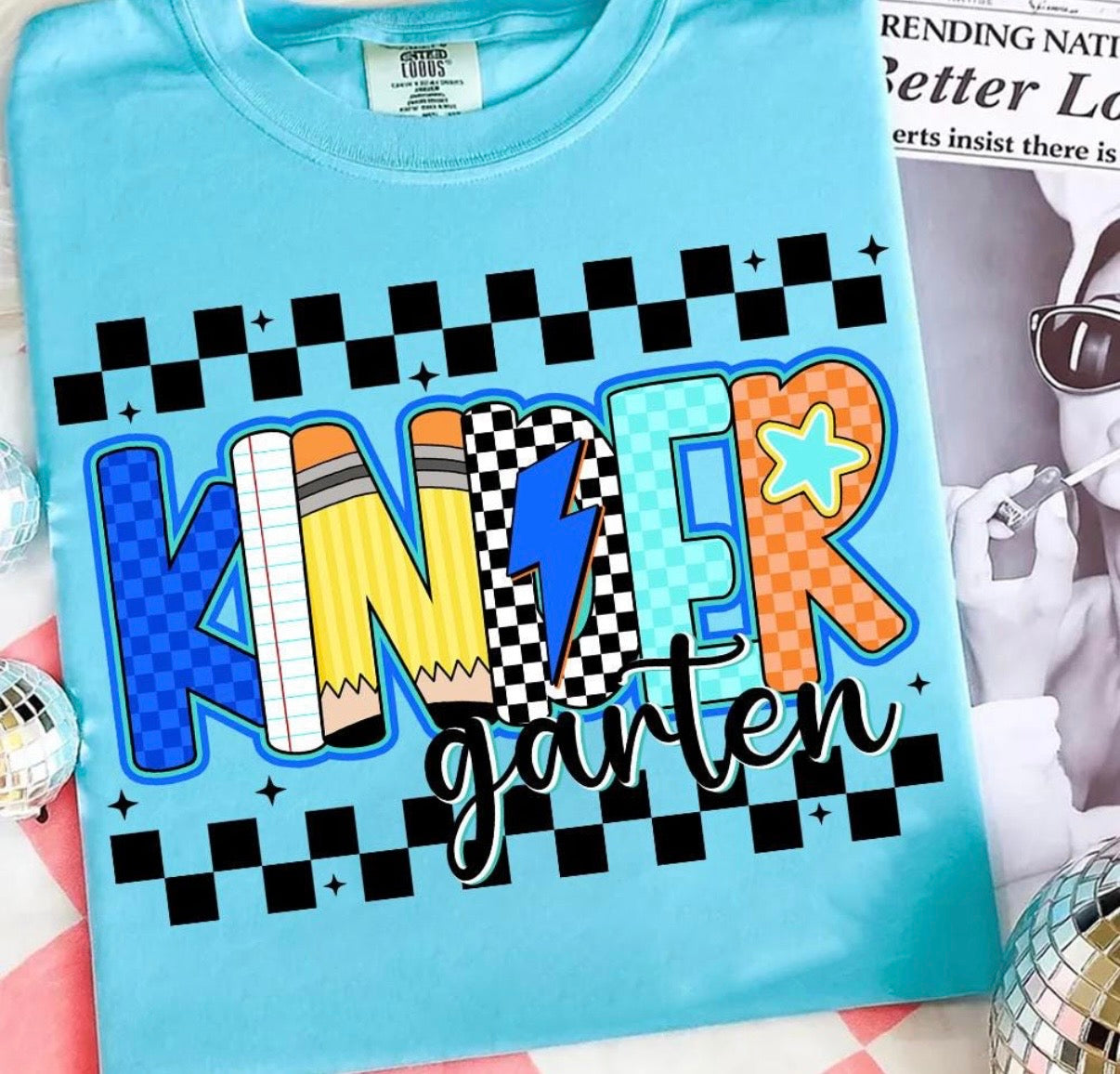 Checkered Grade Level Teacher Tee | Pre-K, Kindergarten, 1st–5th Grade Teacher Shirt
