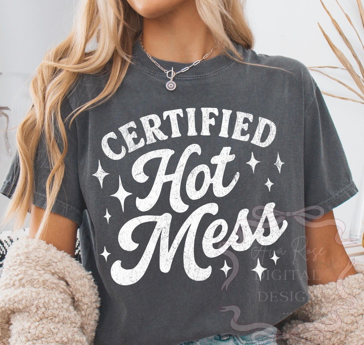 Certified Hot Mess Graphic Tee | Funny Mom Life Shirt | Trendy Retro Graphic Tee