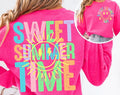 Sweet Summer Time Graphic Tee | Bright Retro Summer Shirt | Colorful Smiley Face Tee | Vacation & Beach Vibes