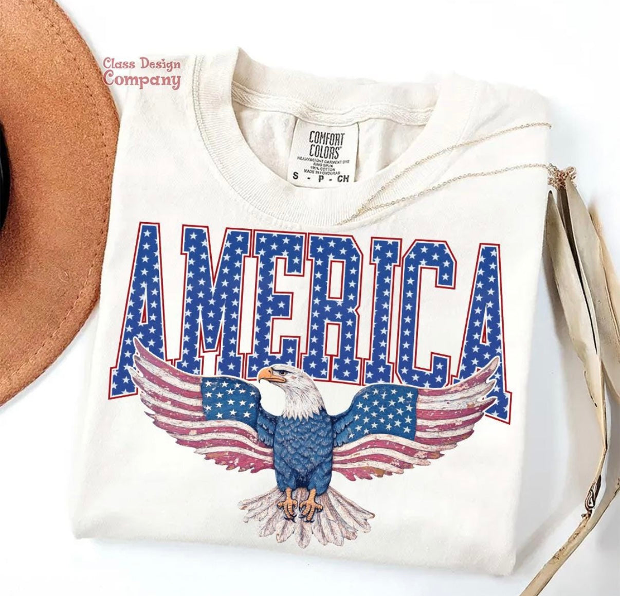 Vintage America Eagle Comfort Colors Tee | Patriotic USA Graphic Shirt | Fourth of July Shirt | Red White & Blue Americana Tee