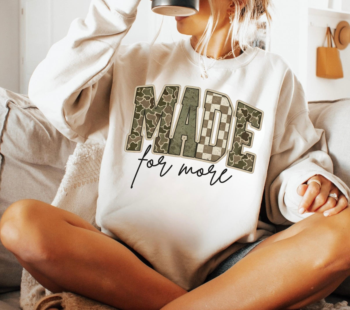 Made for More Camo & Checkered Graphic Tee | Inspirational Western Style Shirt | Comfort Colors Tee