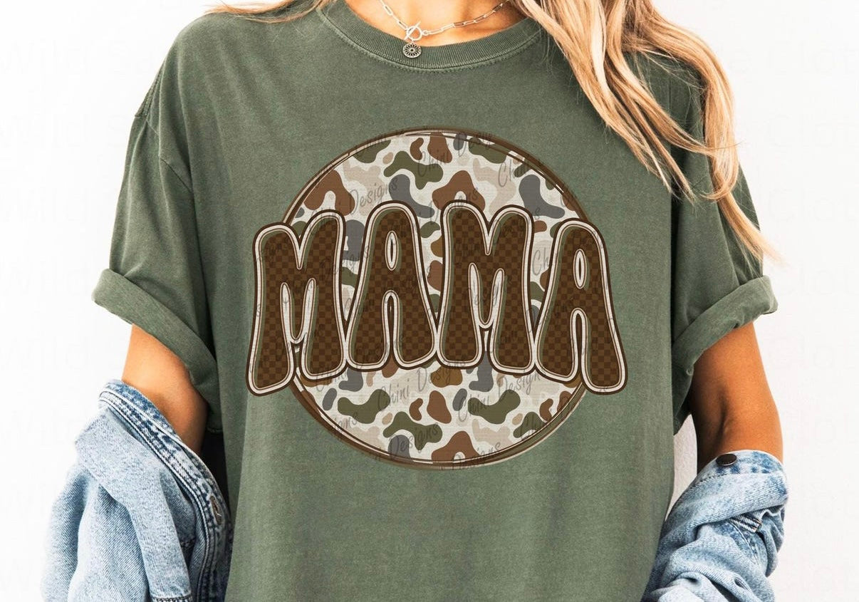 Camo Mama Graphic Tee | Trendy Mom Shirt | Neutral Western Mama Tee | Everyday Comfort Colors T-Shirt