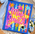 Personalized Crayon Teacher Tee | Custom Teacher Name Shirt | Colorful Classroom Graphic Tee | Back to School Teacher Gift