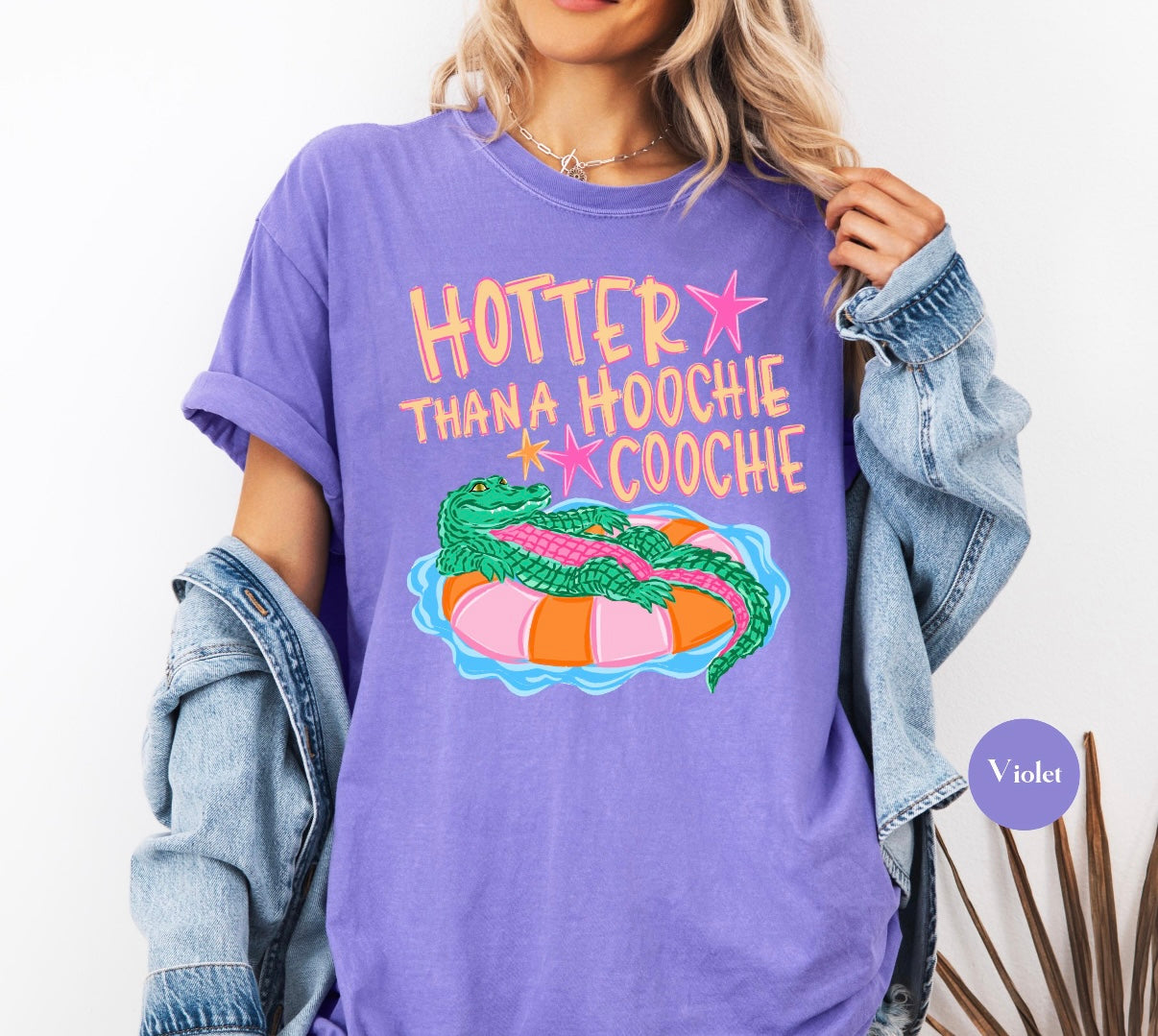 Hotter Than a Hoochie Coochie Tee | Funny Southern Graphic Shirt | Retro Alligator Comfort Colors Tee
