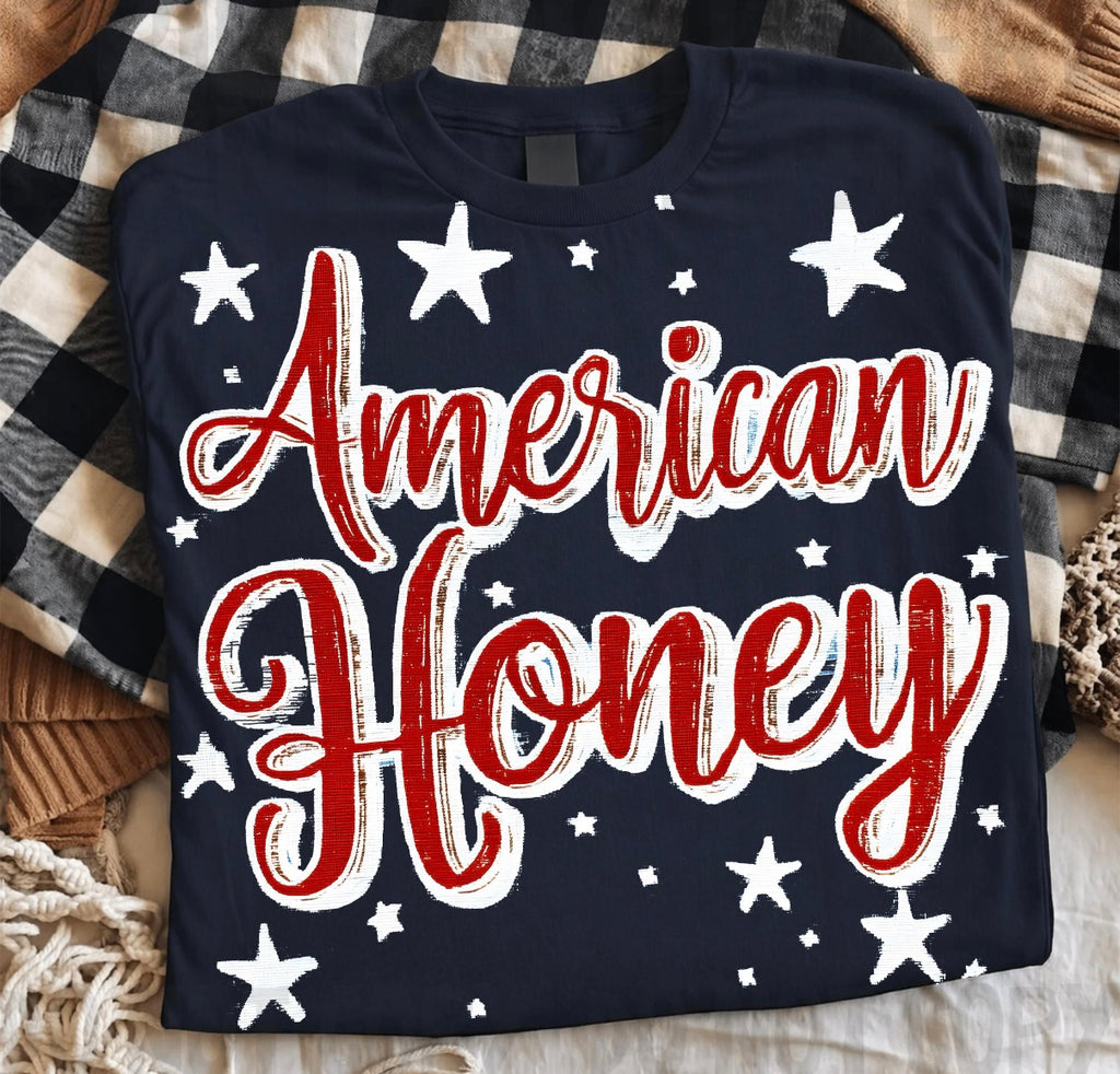 American Honey Patriotic Graphic Tee | Red, White & Blue Fourth of July Shirt | USA Summer Comfort Colors Tee