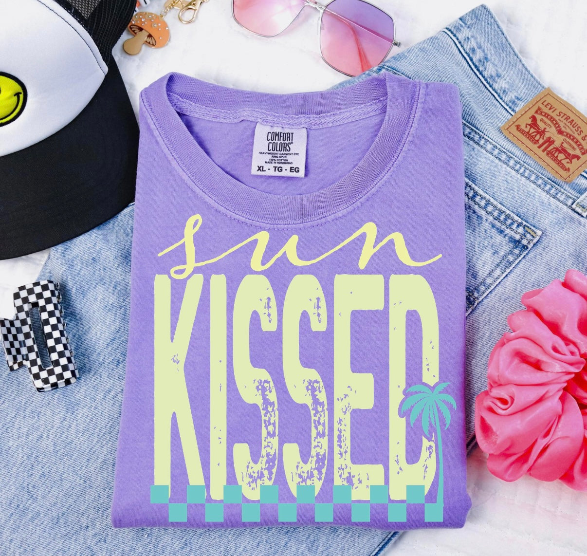 Sun Kissed Graphic Tee | Retro Summer Shirt | Beach Vacation Tee | Comfort Colors Summer Vibes Shirt