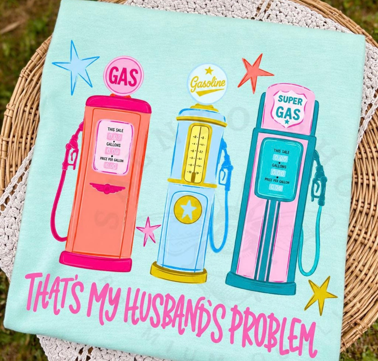 That’s My Husband’s Problem Tee | Funny Gas Pump Graphic Shirt | Trendy Wife Tee