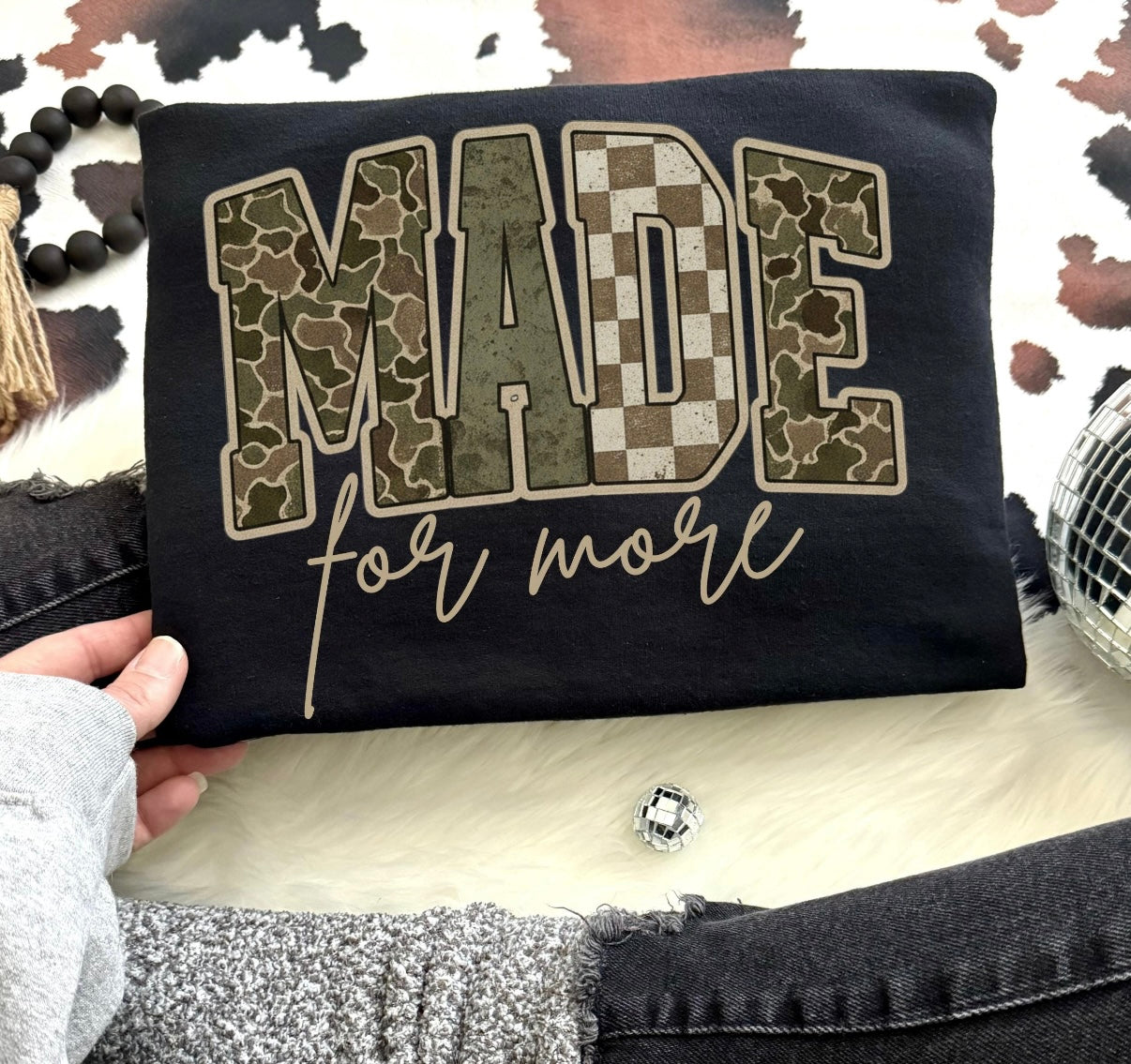 Made for More Camo & Checkered Graphic Tee | Inspirational Western Style Shirt | Comfort Colors Tee