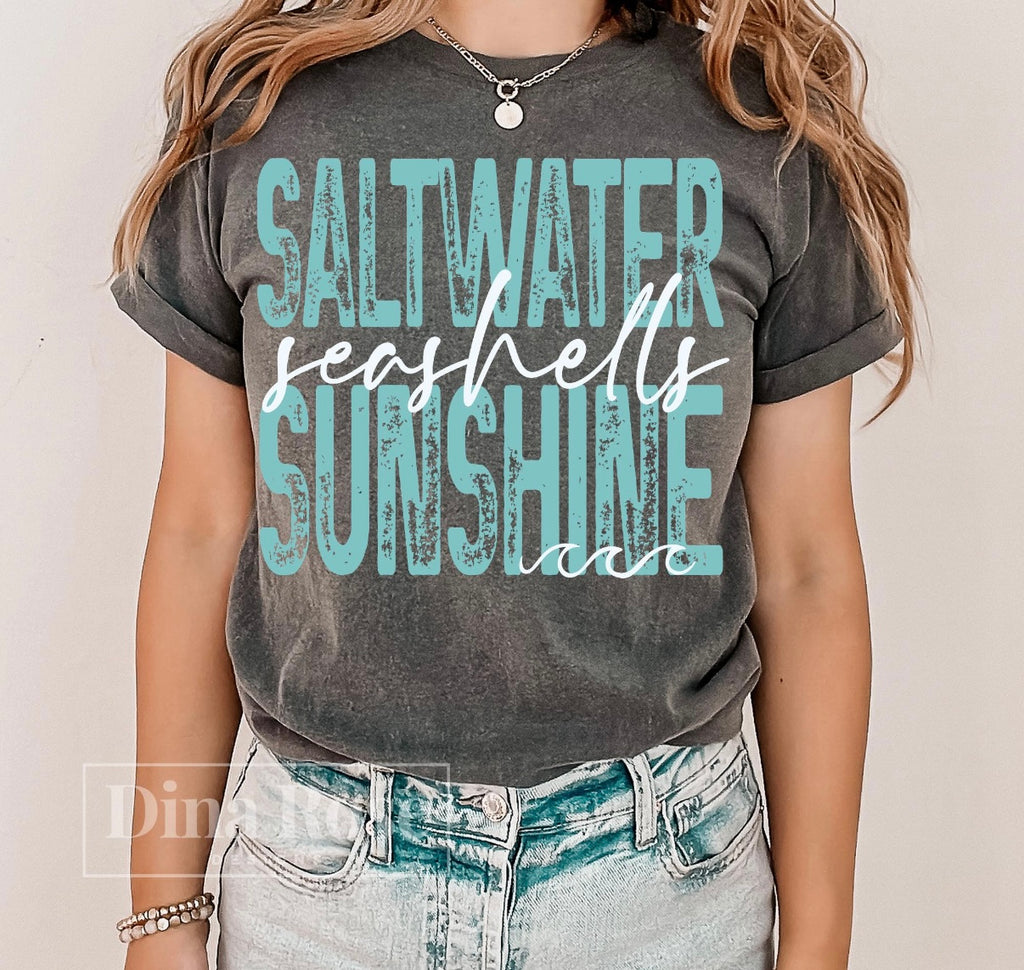 Saltwater Sunshine Graphic Tee | Beach Lover Shirt | Coastal Summer Tee | Ocean Vibes Shirt