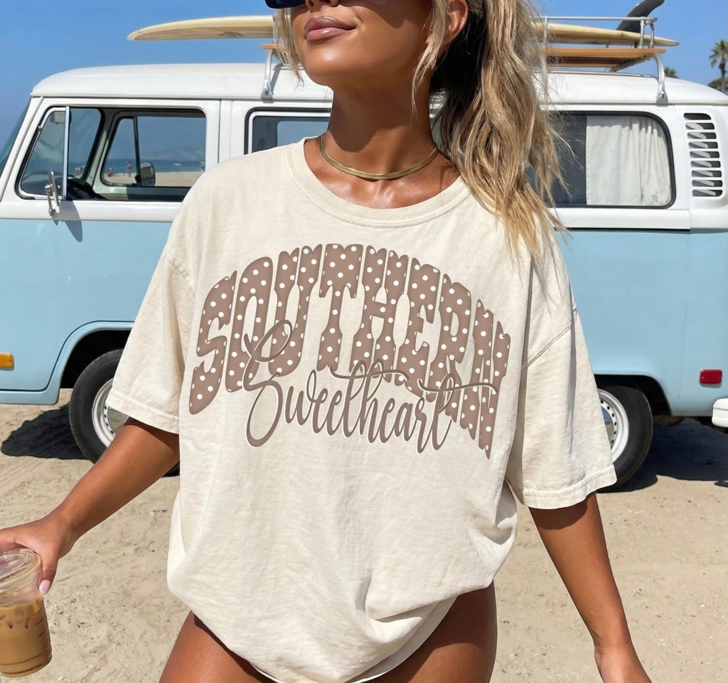 Southern Sweetheart Polka Dot Graphic Tee | Trendy Southern Style Shirt | Comfort Colors Inspired Tee
