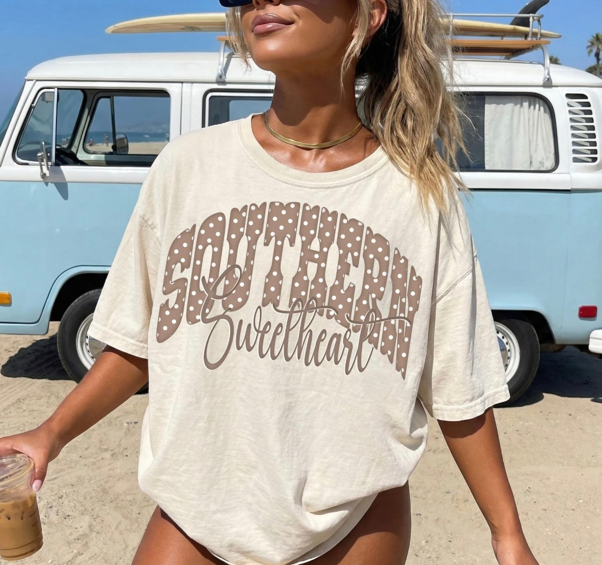 Southern Sweetheart Polka Dot Graphic Tee | Trendy Southern Style Shirt | Comfort Colors Inspired Tee
