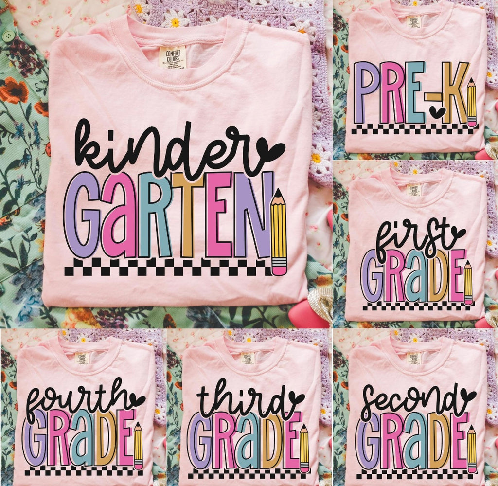 Colorful Grade Level Teacher Tee | Pre-K, Kindergarten, 1st, 2nd, 3rd & 4th Grade Shirt