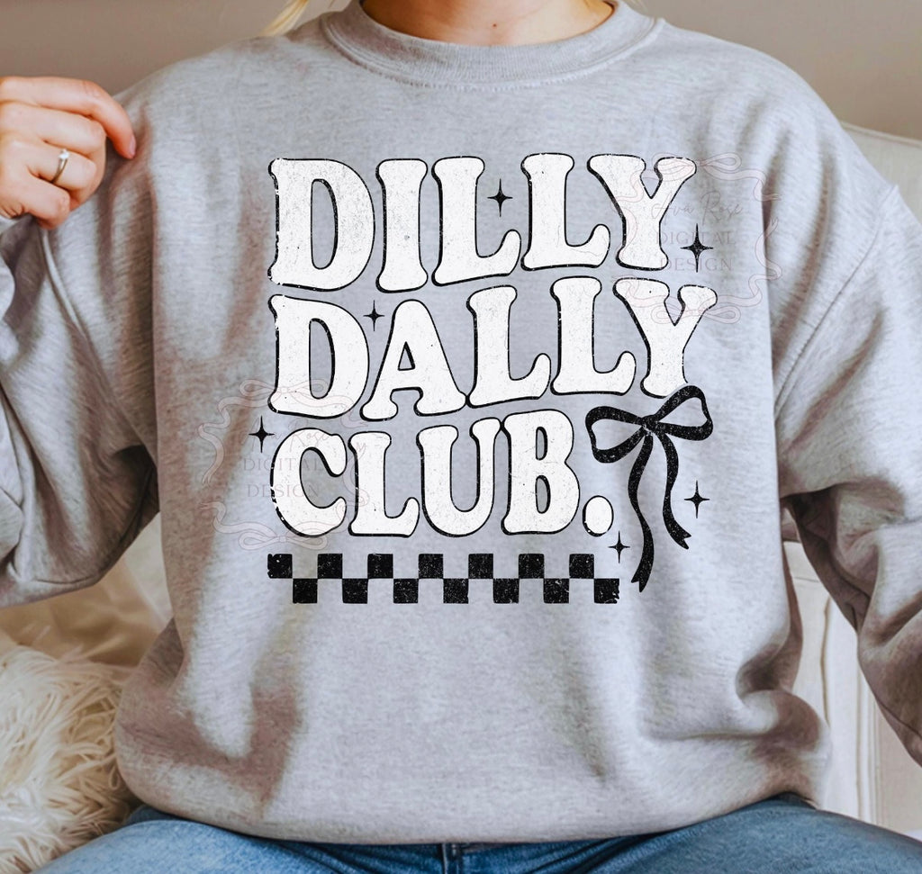 Dilly Dally Club Retro Graphic Tee | Coquette Bow Shirt | Trendy Western-Inspired Comfort Colors Tee
