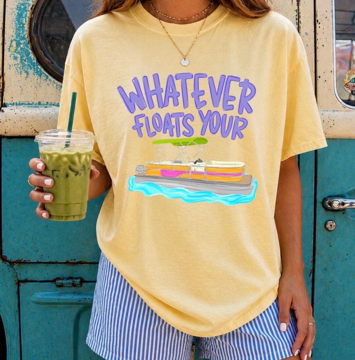 Whatever Floats Your Boat Comfort Colors® Tee | Lake Life Shirt | Pontoon Boat Graphic Tee | Summer Vacation Shirt