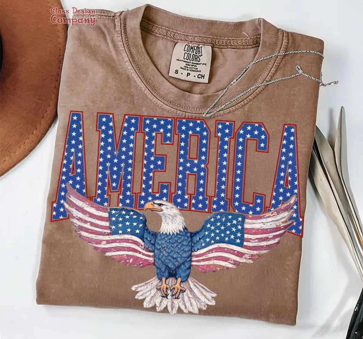 Vintage America Eagle Comfort Colors Tee | Patriotic USA Graphic Shirt | Fourth of July Shirt | Red White & Blue Americana Tee
