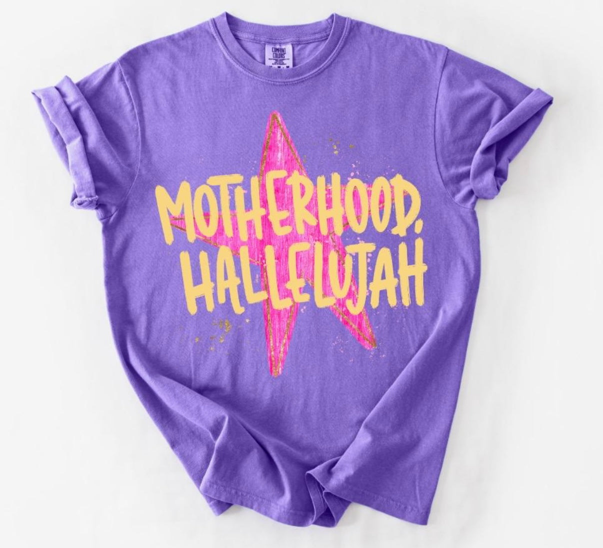 Motherhood Hallelujah Tee | Trendy Christian Mom Shirt | Comfort Colors Graphic Tee