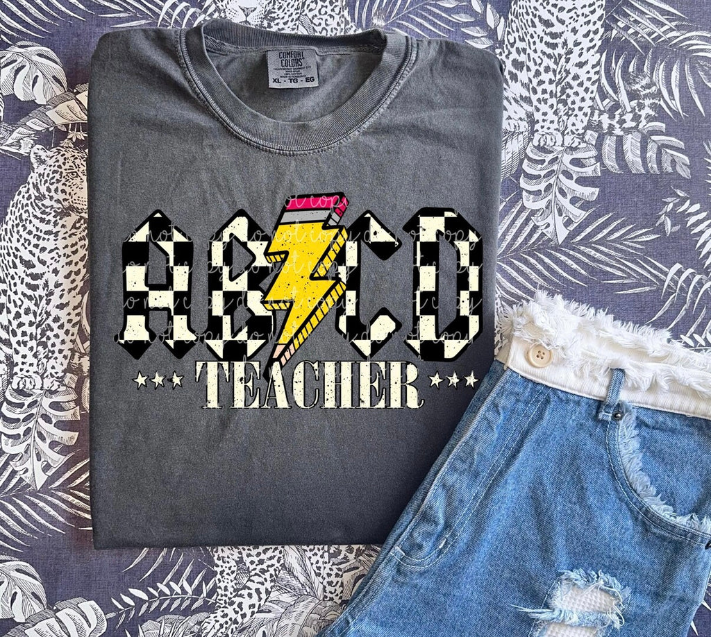 AC/DC Inspired School Staff Tee | Bus Driver, Teacher & Grade Level Shirts | Pre-K, Kindergarten, 1st, 2nd, 3rd & 4th Grade