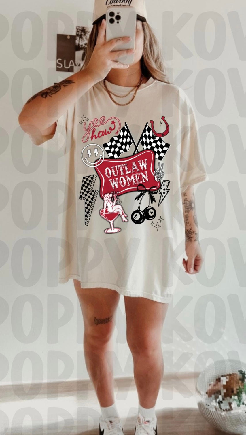 Yeehaw Outlaw Women Graphic Tee | Western Cowgirl Shirt | Retro Rodeo Tee | Country Girl Statement Tee