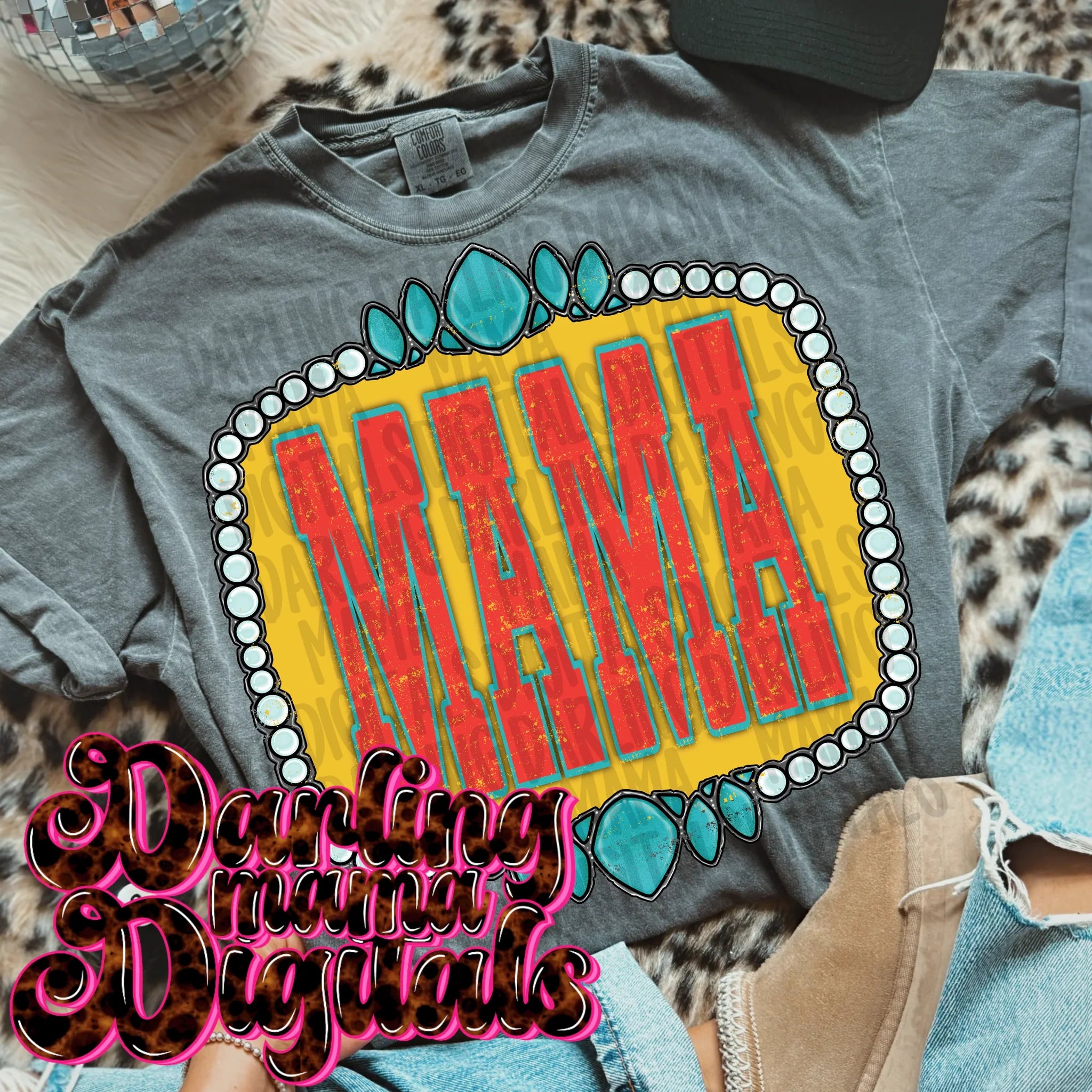Mama Graphic Tee | Western Mama Shirt | Turquoise & Pearl Cowgirl Tee | Women’s Boutique Graphic T-Shirt | Country Style