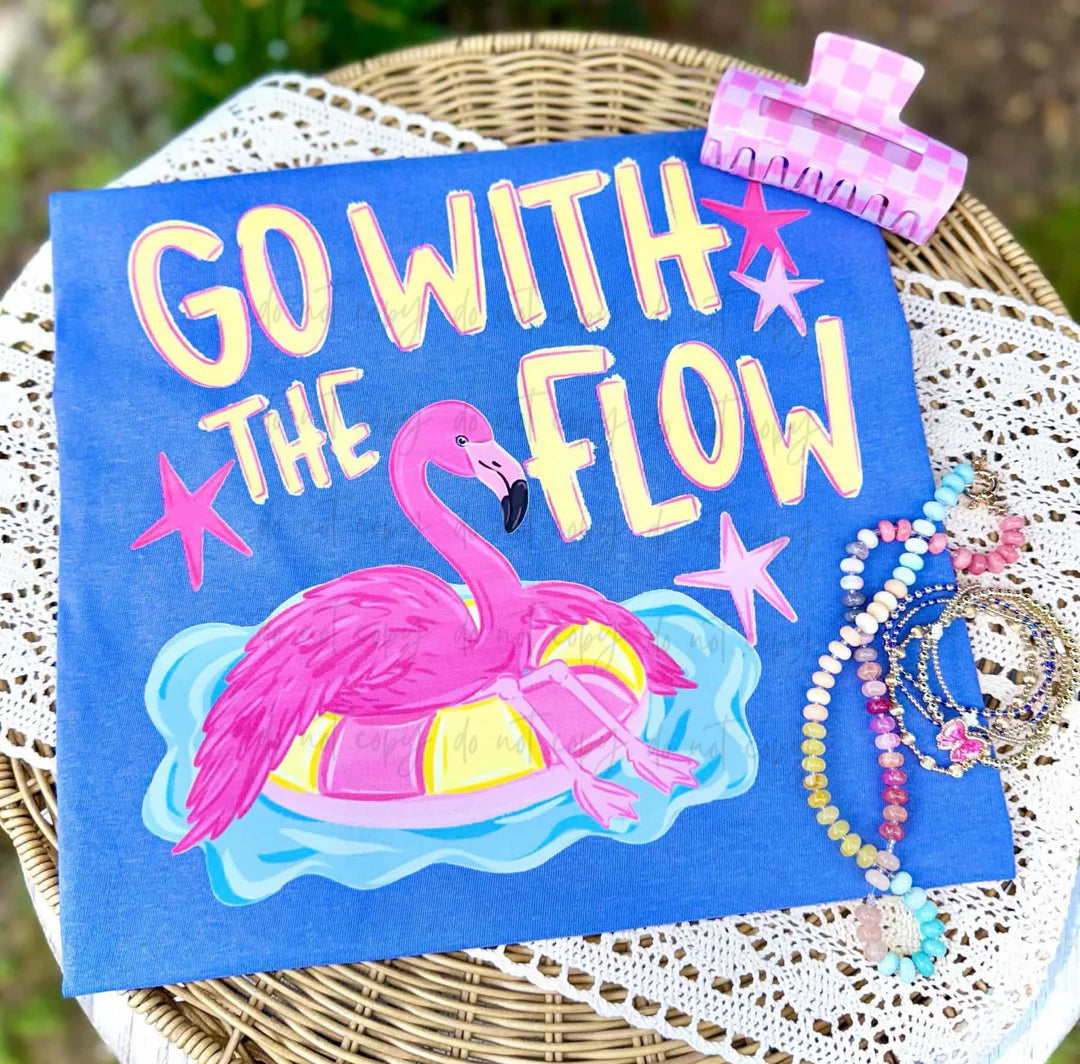 Go With the Flow Flamingo Graphic Tee | Fun Summer Comfort Colors Shirt | Beach, Pool & Vacation Vibes