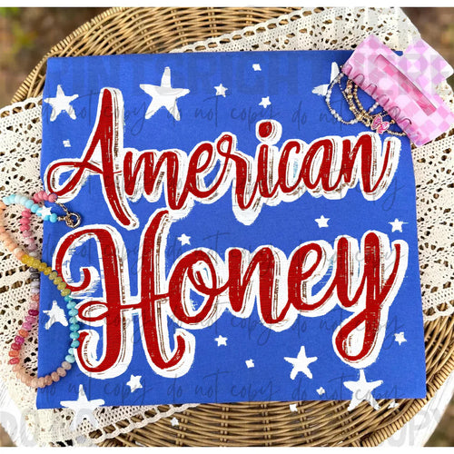 American Honey Patriotic Graphic Tee | Red, White & Blue Fourth of July Shirt | USA Summer Comfort Colors Tee